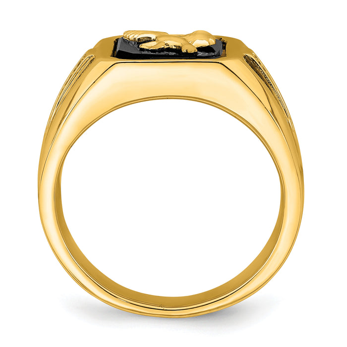 14k Onyx and Diamond Eagle Mens Ring-RM7484