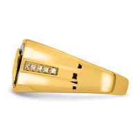14k Onyx and Diamond Eagle Mens Ring-RM7484