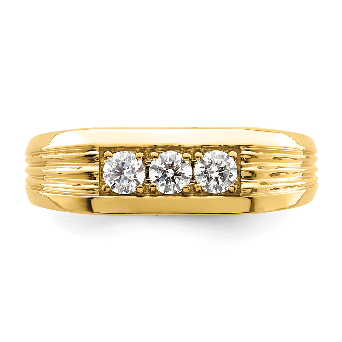 14K 3-Stone Complete Diamond Men's Ring-RM7591B