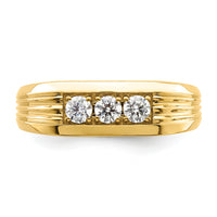 14K 3-Stone Complete Diamond Men's Ring-RM7591B