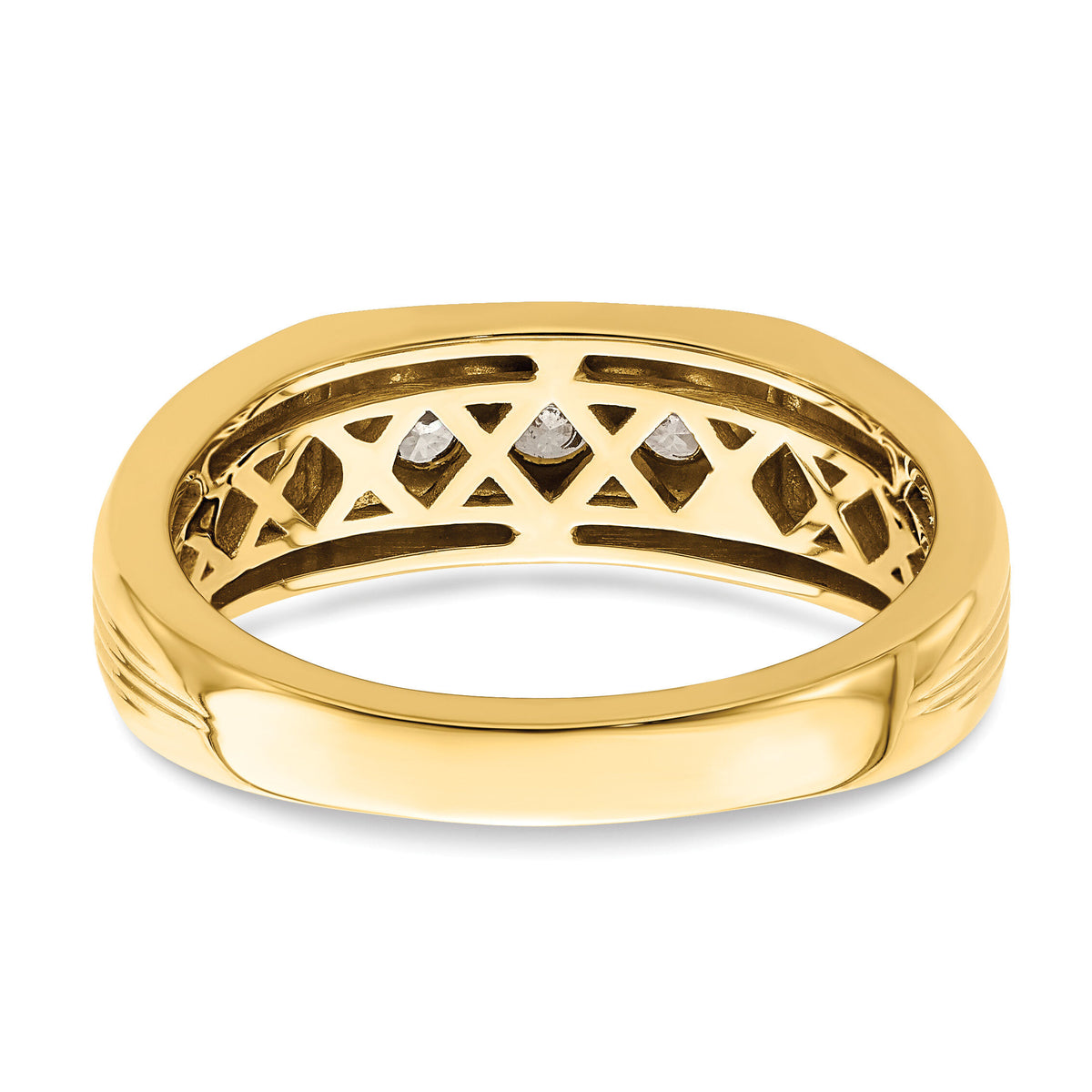 14K 3-Stone Complete Diamond Men's Ring-RM7591B