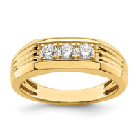 14K 3-Stone Complete Diamond Men's Ring-RM7591B