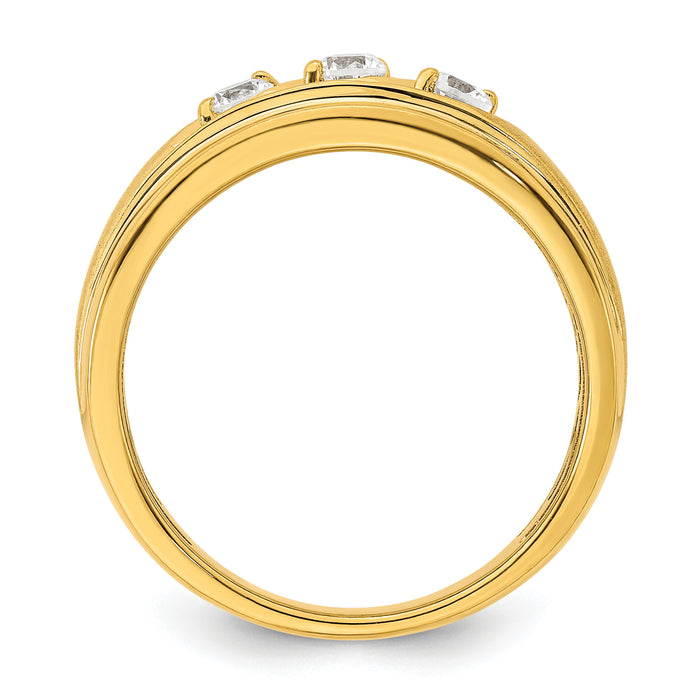14K 3-Stone Complete Diamond Men's Ring-RM7595B