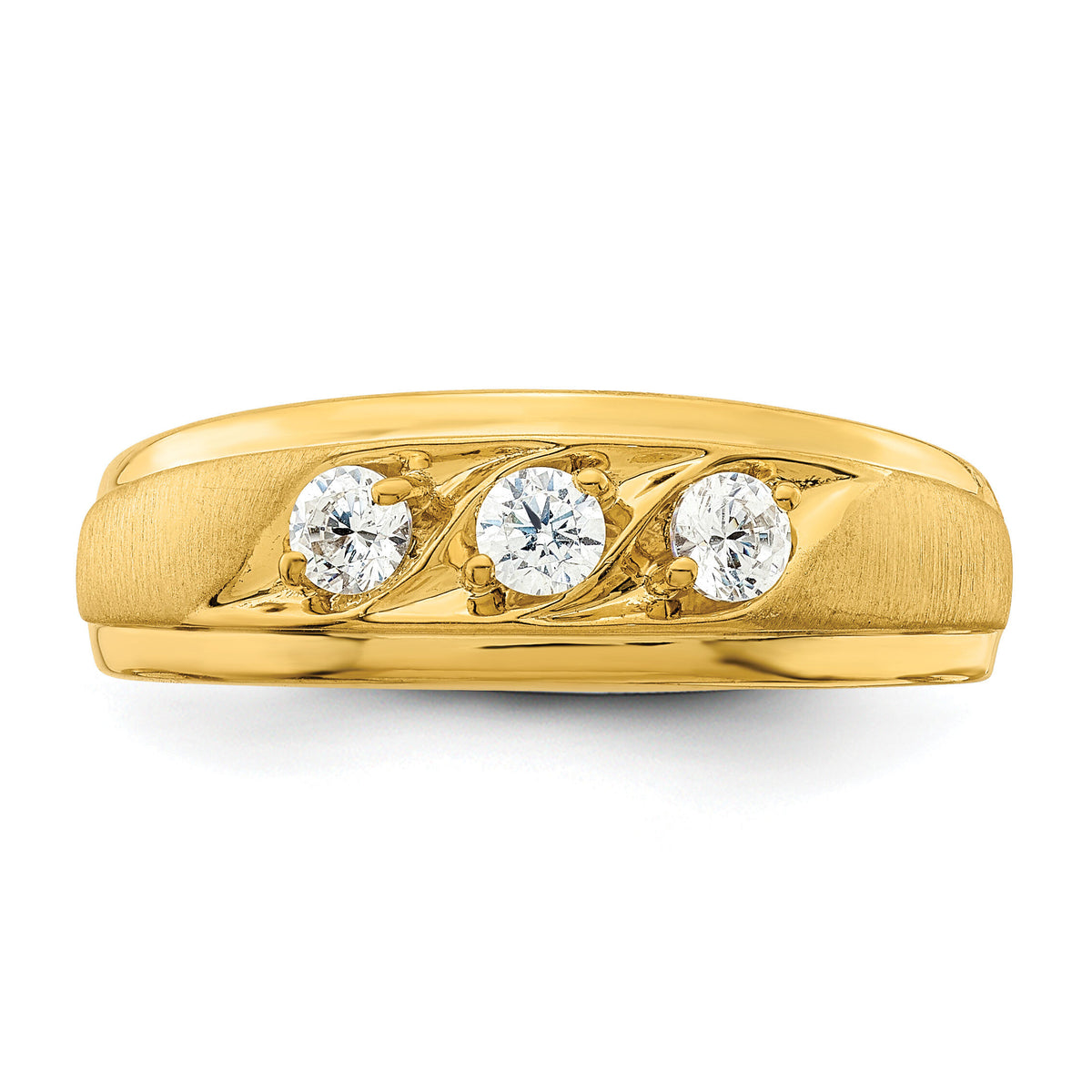 14K 3-Stone Complete Diamond Men's Ring-RM7595B