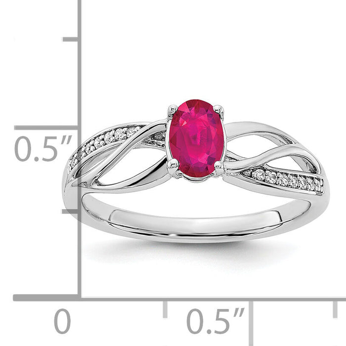 14k White Gold Polished Ruby and Diamond Ring-RM8001