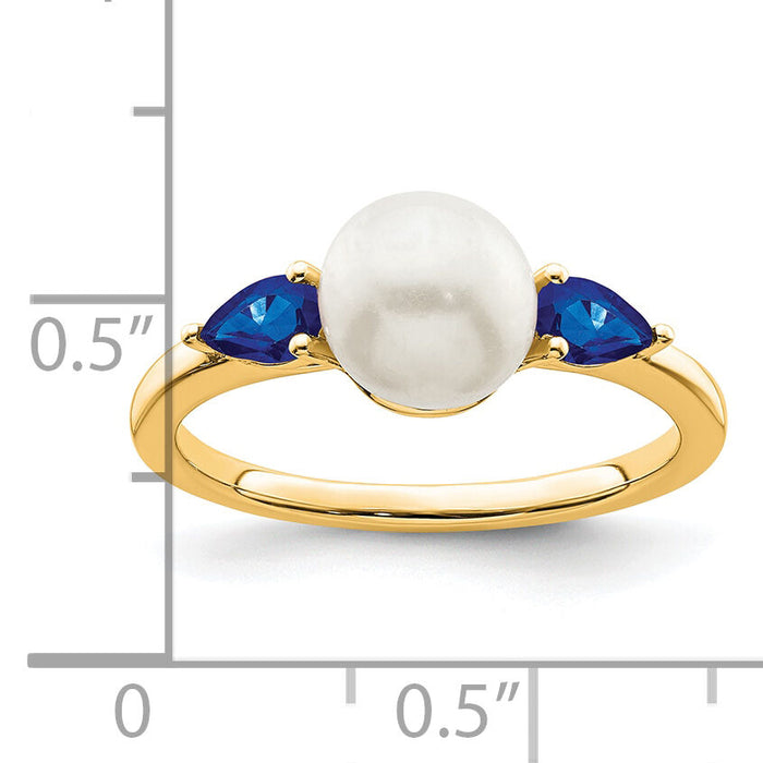 14k White Gold FWC Pearl and Sapphire Ring-RM8094