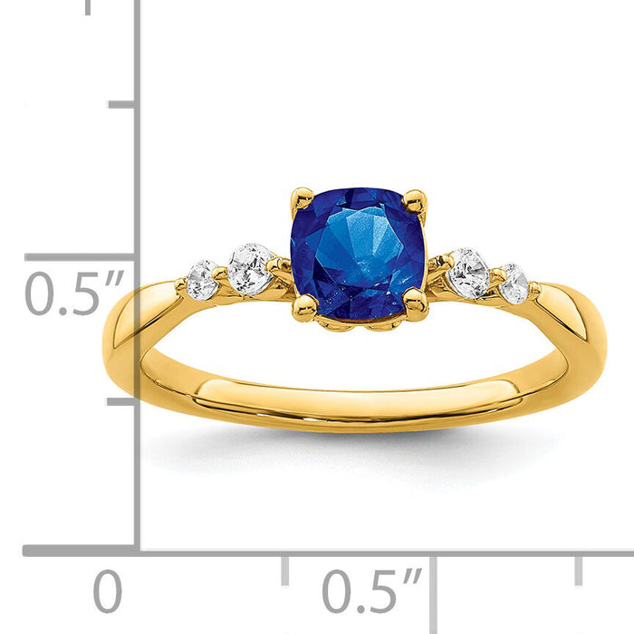 14k Gold Polished Sapphire and Diamond Ring-RM8149