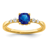 14k Gold Polished Sapphire and Diamond Ring-RM8149