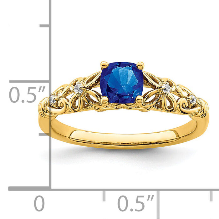 14k Gold Polished Sapphire and Diamond Ring-RM8175