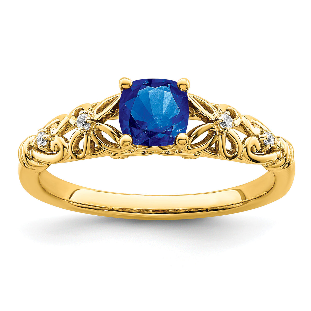14k Gold Polished Sapphire and Diamond Ring-RM8175