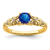 14k Gold Polished Sapphire and Diamond Ring-RM8175