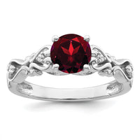 14k White Gold Polished Garnet and Diamond Ring-RM8177