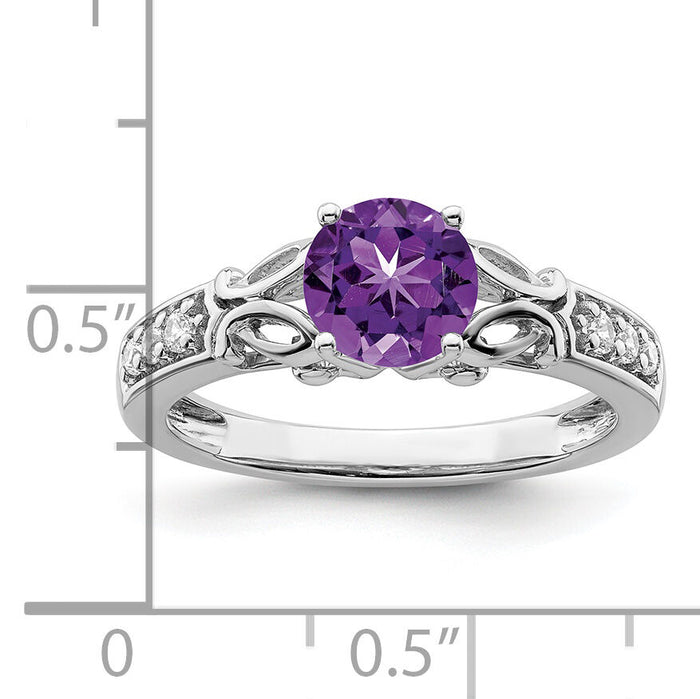 14k White Gold Polished Amethyst and Diamond Ring-RM8182