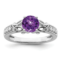 14k White Gold Polished Amethyst and Diamond Ring-RM8182