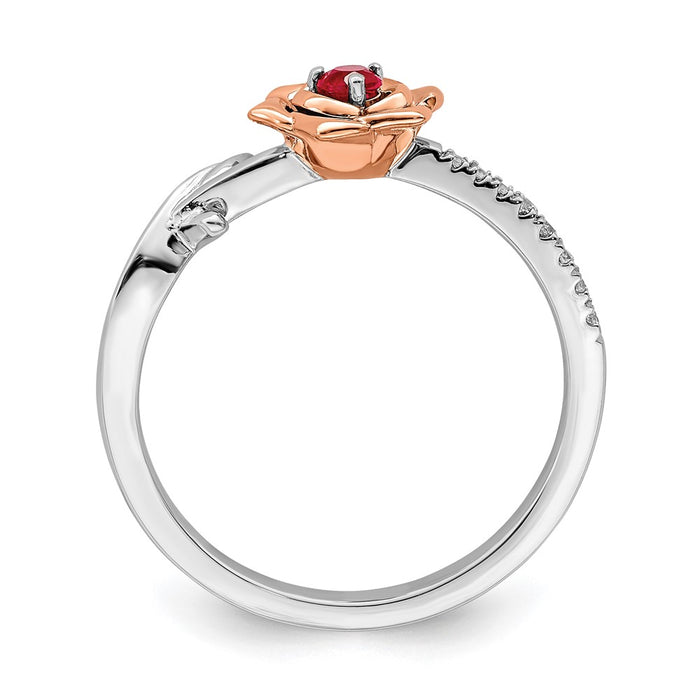 14K Two-tone White & Rose Ruby and Diamond Flower Ring-RM8274-RU-004-WRA