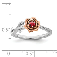 14K Two-tone White & Rose Ruby and Diamond Flower Ring-RM8274