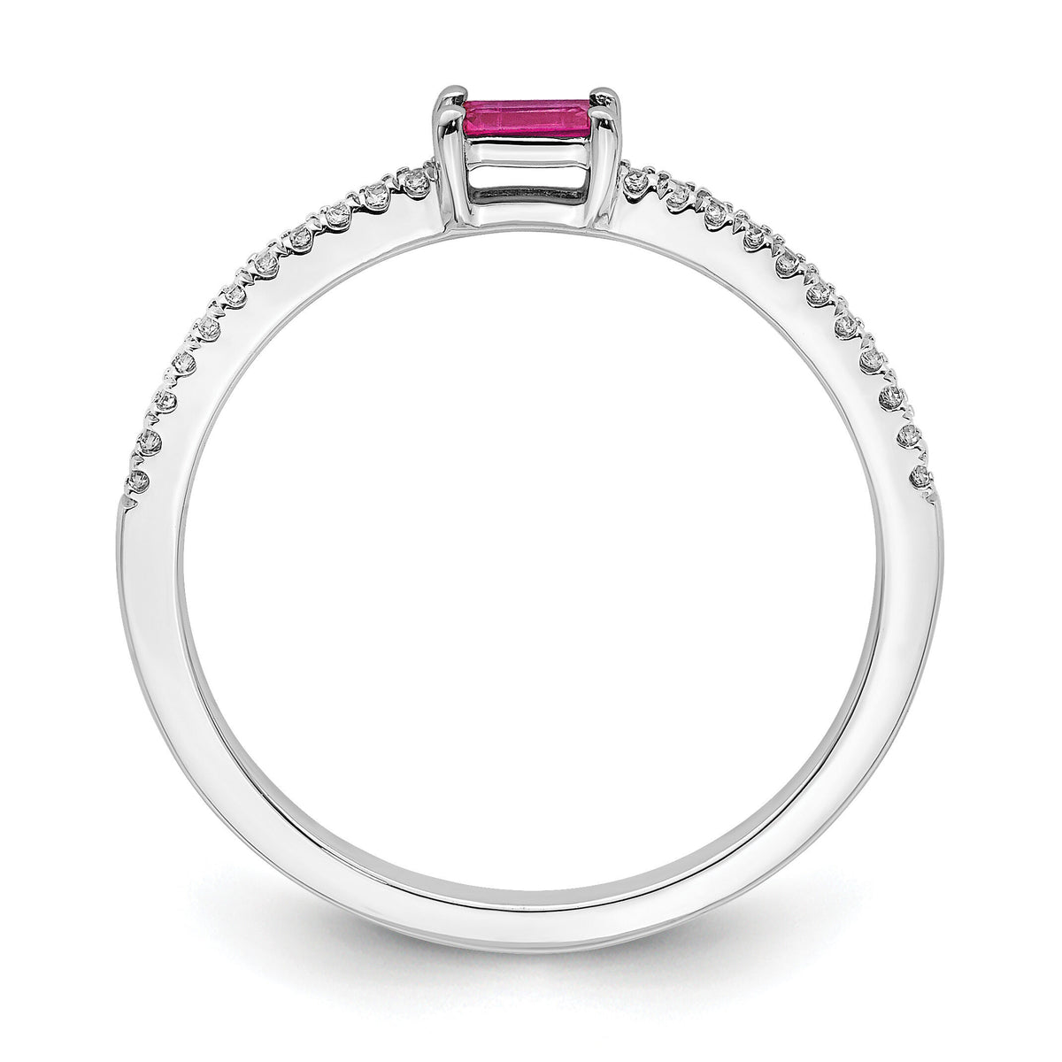 14k White Gold Polished Ruby and Diamond Ring-RM8344