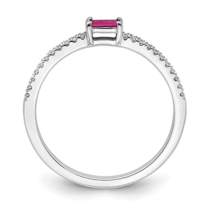 14k White Gold Polished Ruby and Diamond Ring-RM8344