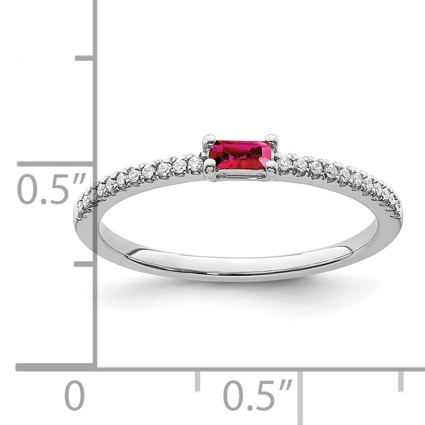 14k White Gold Polished Ruby and Diamond Ring-RM8344