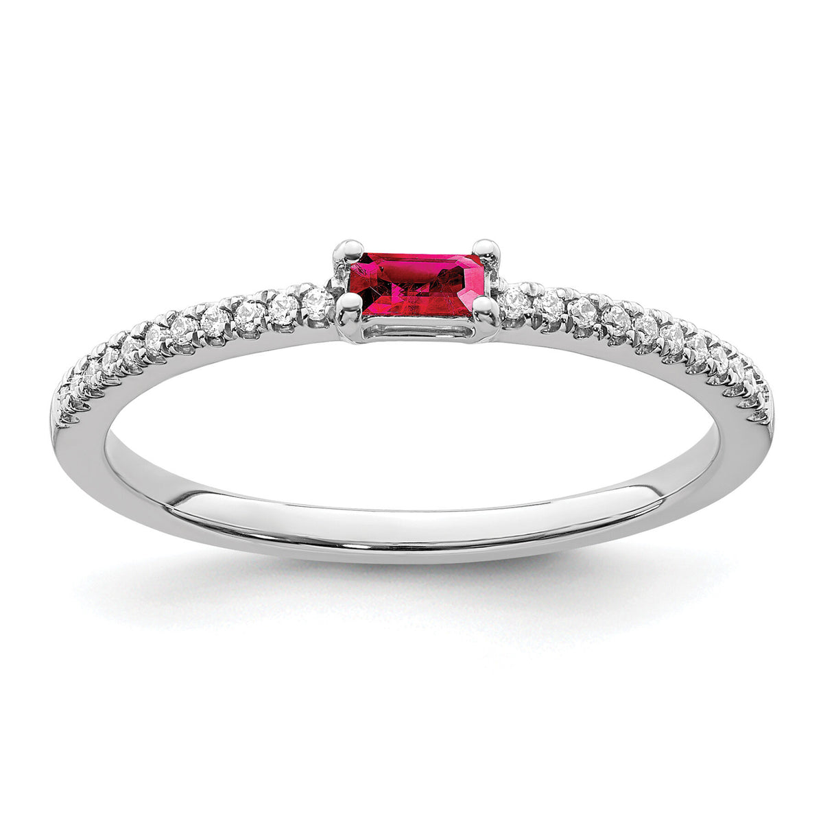 14k White Gold Polished Ruby and Diamond Ring-RM8344