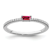 14k White Gold Polished Ruby and Diamond Ring-RM8344