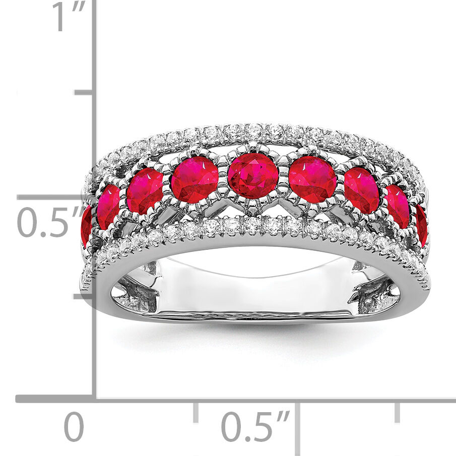 14k White Gold Polished Ruby and Diamond Ring-RM8391