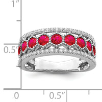 14k White Gold Polished Ruby and Diamond Ring-RM8391