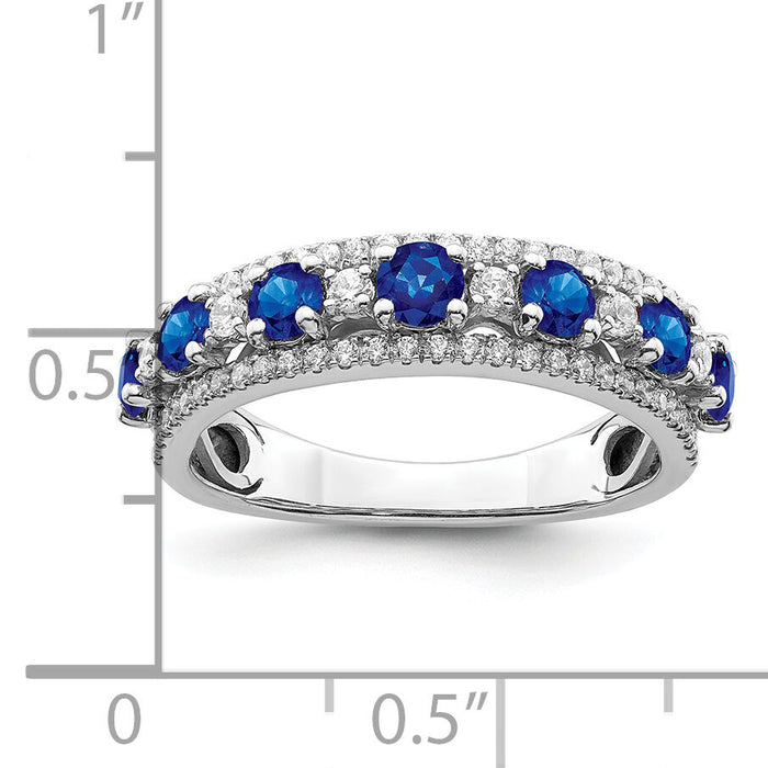 14k White Gold Polished Sapphire and Diamond Ring-RM8392