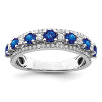 14k White Gold Polished Sapphire and Diamond Ring-RM8392
