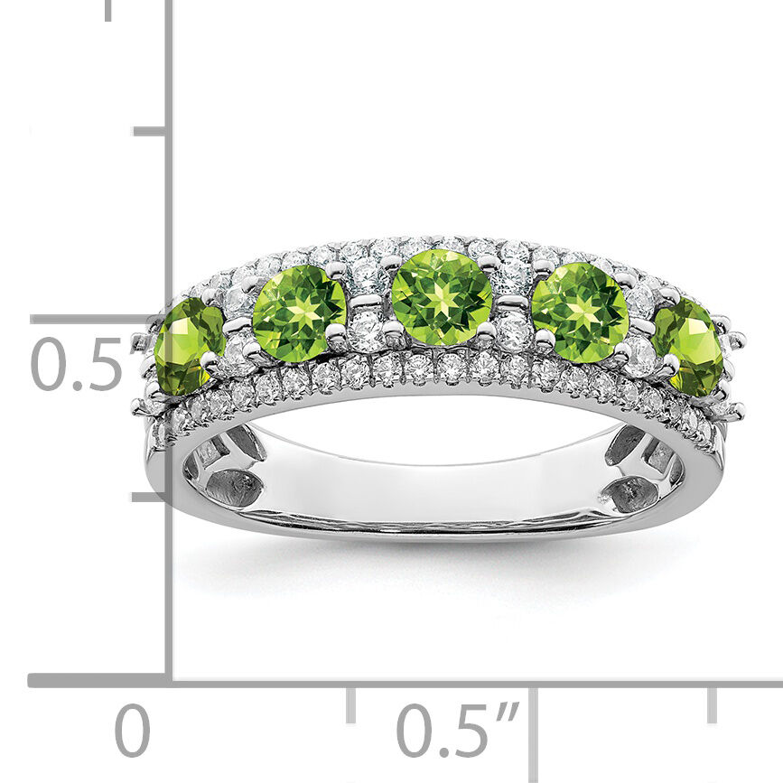 14k White Gold Polished Peridot and Diamond Ring-RM8395