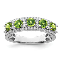 14k White Gold Polished Peridot and Diamond Ring-RM8395