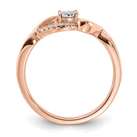 14k Rose Gold Polished Side Hearts Diamond Ring-RM8406