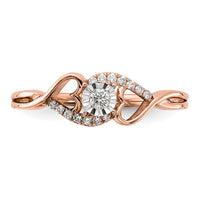 14k Rose Gold Polished Side Hearts Diamond Ring-RM8406