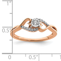 14k Rose Gold Polished Side Hearts Diamond Ring-RM8406