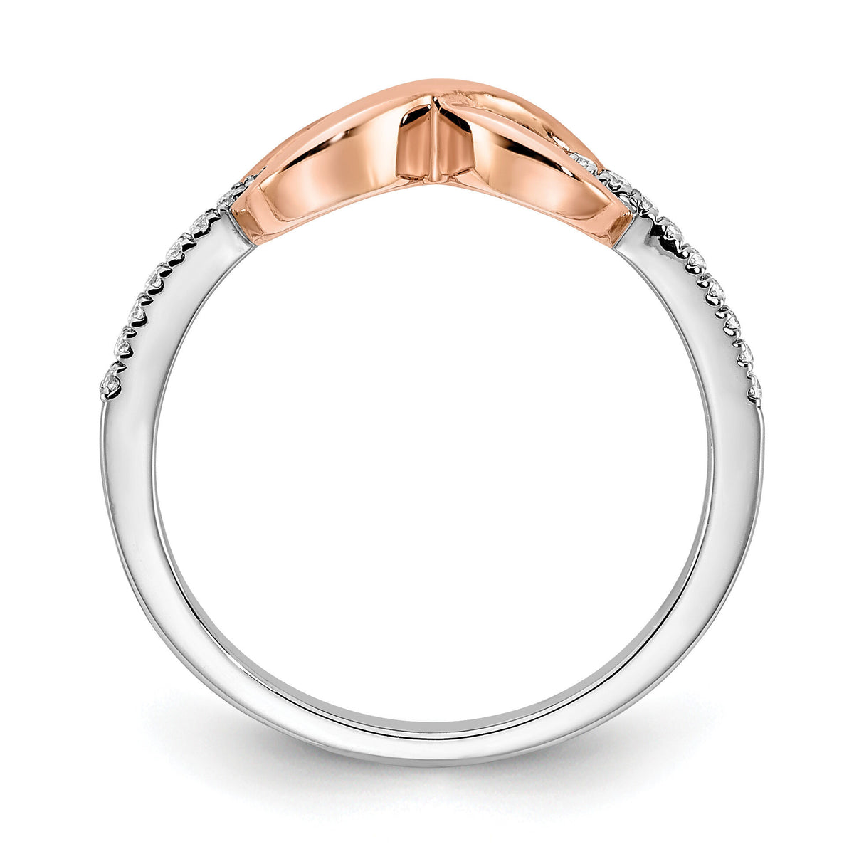 14k Two-tone White & Rose Polished Infinity Diamond Ring-RM8408