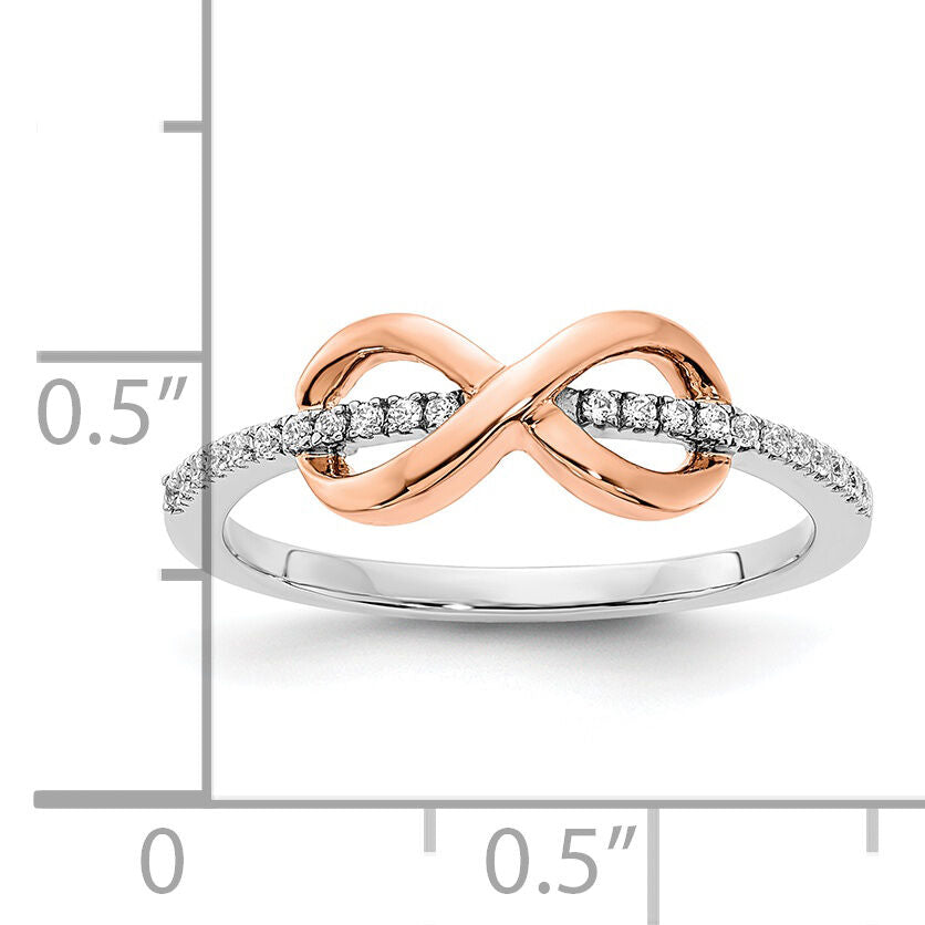 14k Two-tone White & Rose Polished Infinity Diamond Ring-RM8408