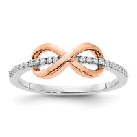 14k Two-tone White & Rose Polished Infinity Diamond Ring-RM8408