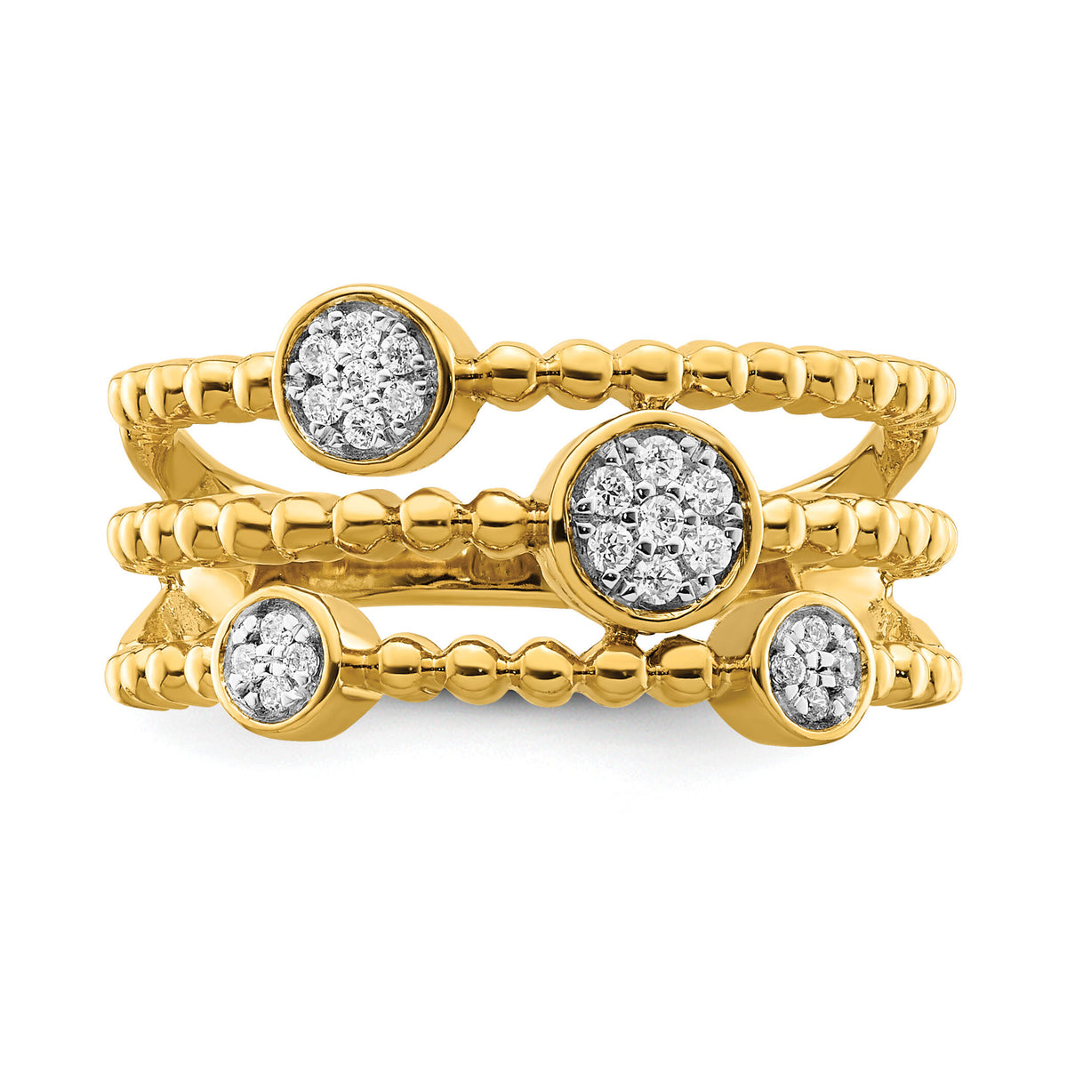 14k Polished Pave Circles Multi-band Diamond Ring-RM8410