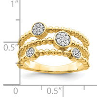 14k Polished Pave Circles Multi-band Diamond Ring-RM8410