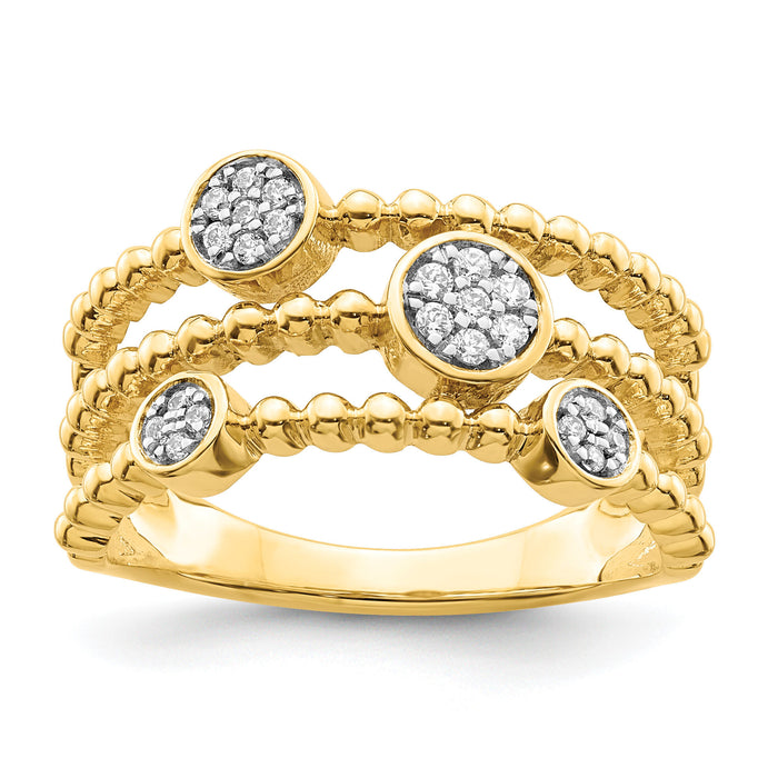 14k Polished Pave Circles Multi-band Diamond Ring-RM8410