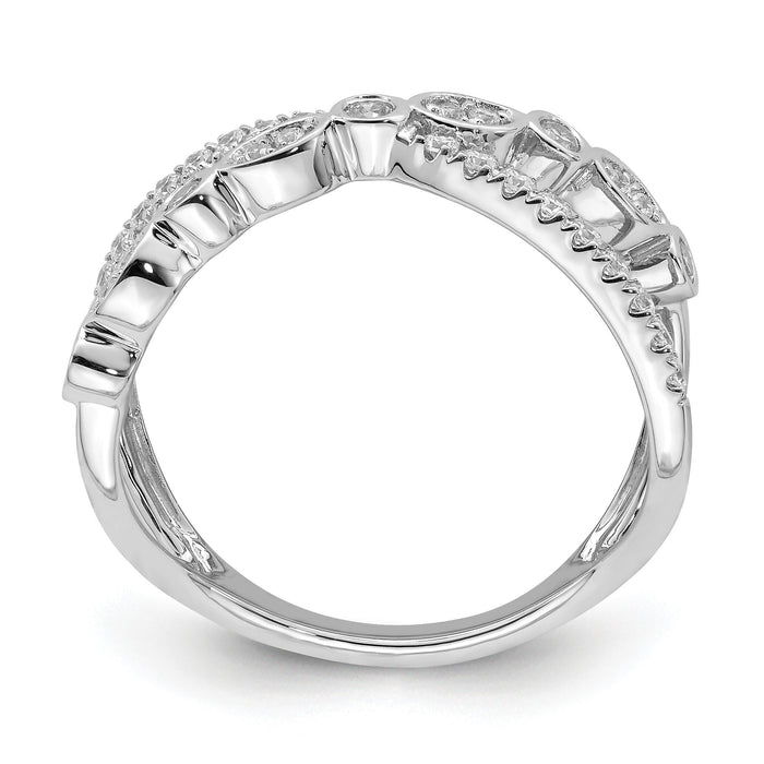 14k White Gold Polished Criss Cross Diamond Ring-RM8411