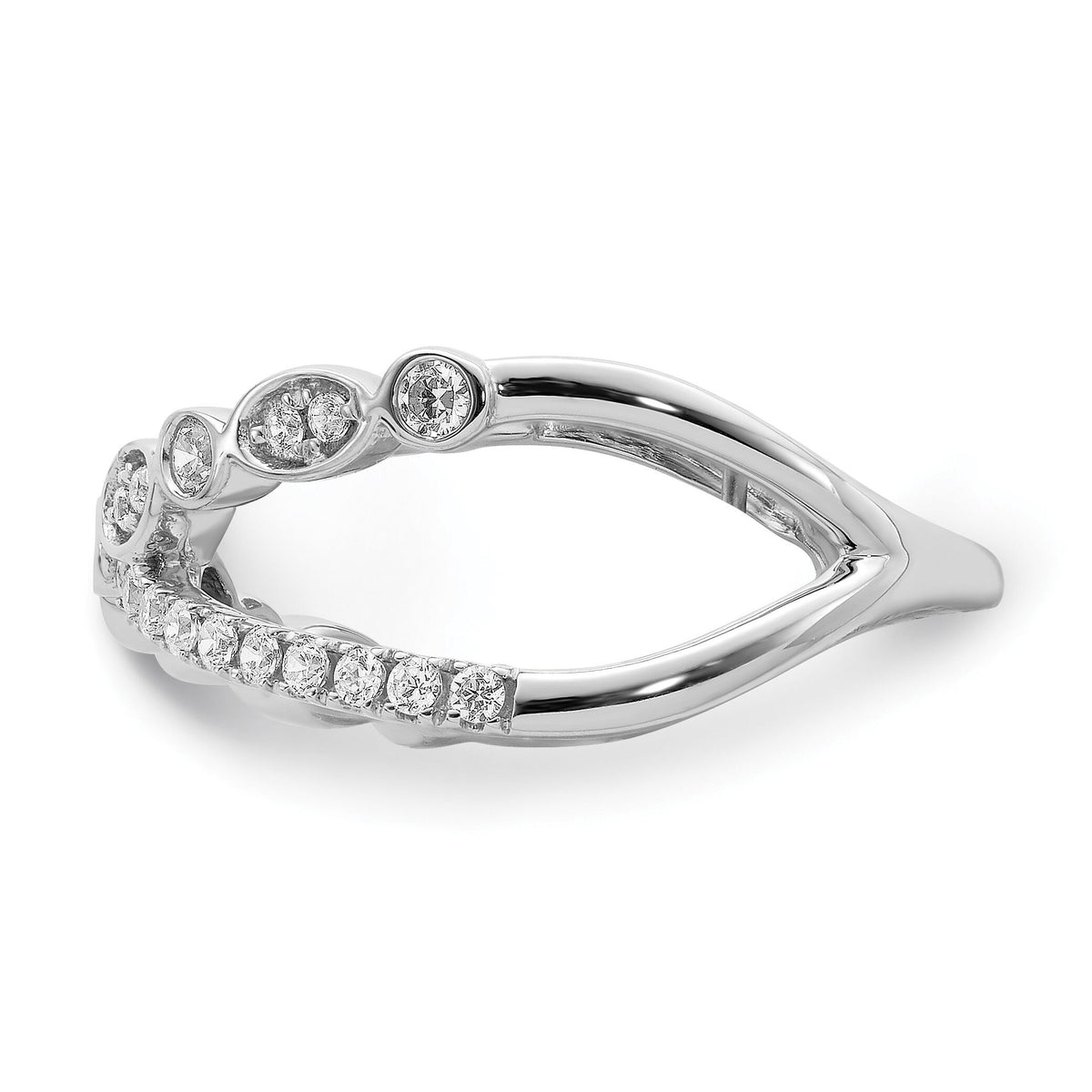 14k White Gold Polished Criss Cross Diamond Ring-RM8411