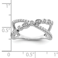 14k White Gold Polished Criss Cross Diamond Ring-RM8411