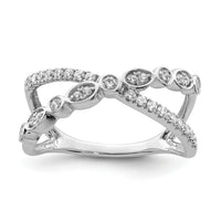14k White Gold Polished Criss Cross Diamond Ring-RM8411