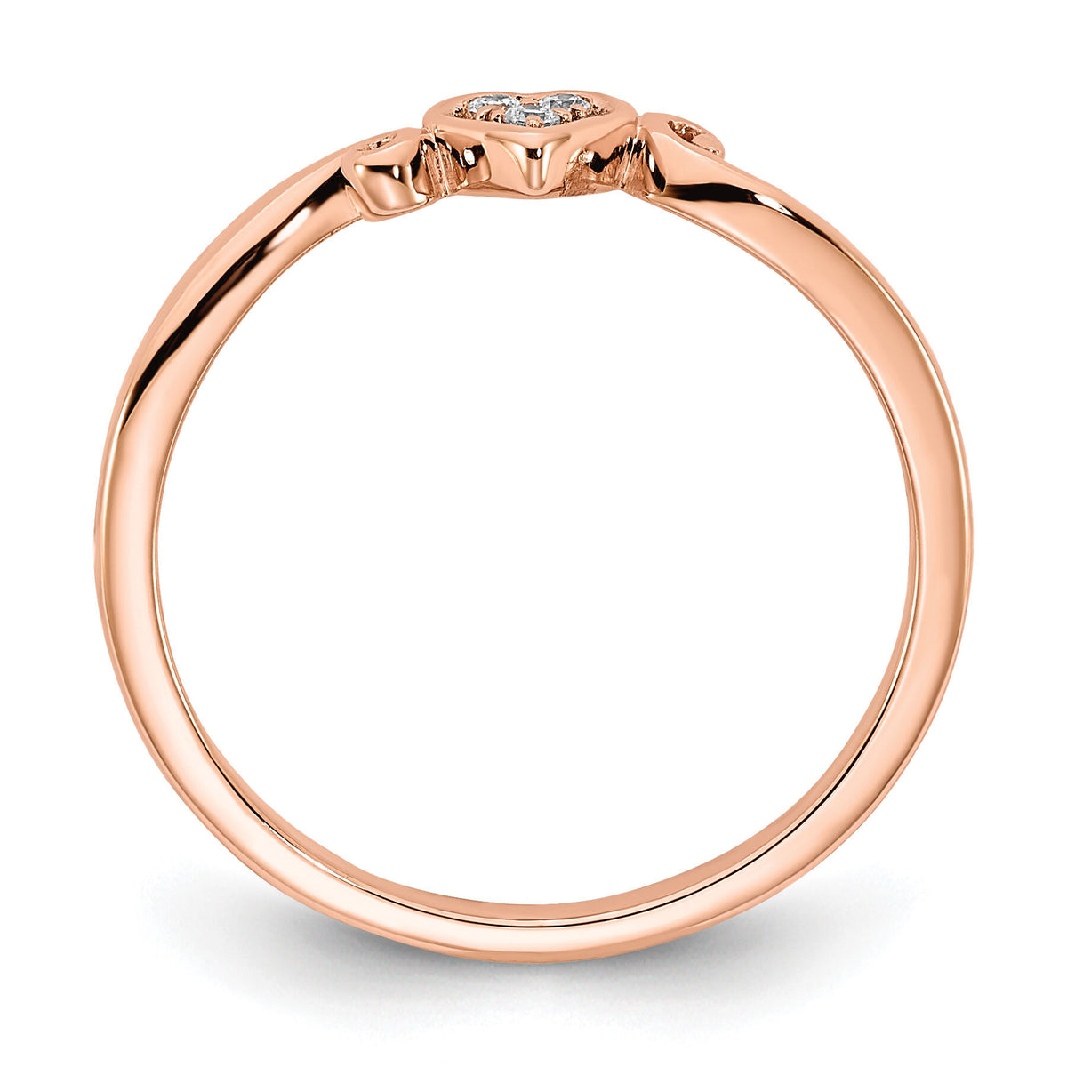 14k Rose Gold Polished Heart Diamond Ring-RM8412