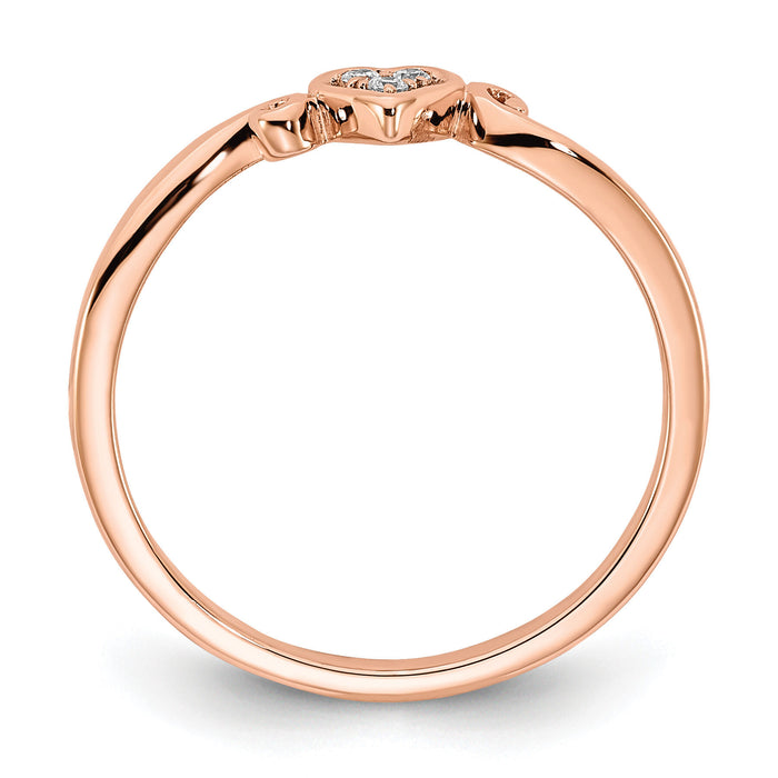 14k Rose Gold Polished Heart Diamond Ring-RM8412