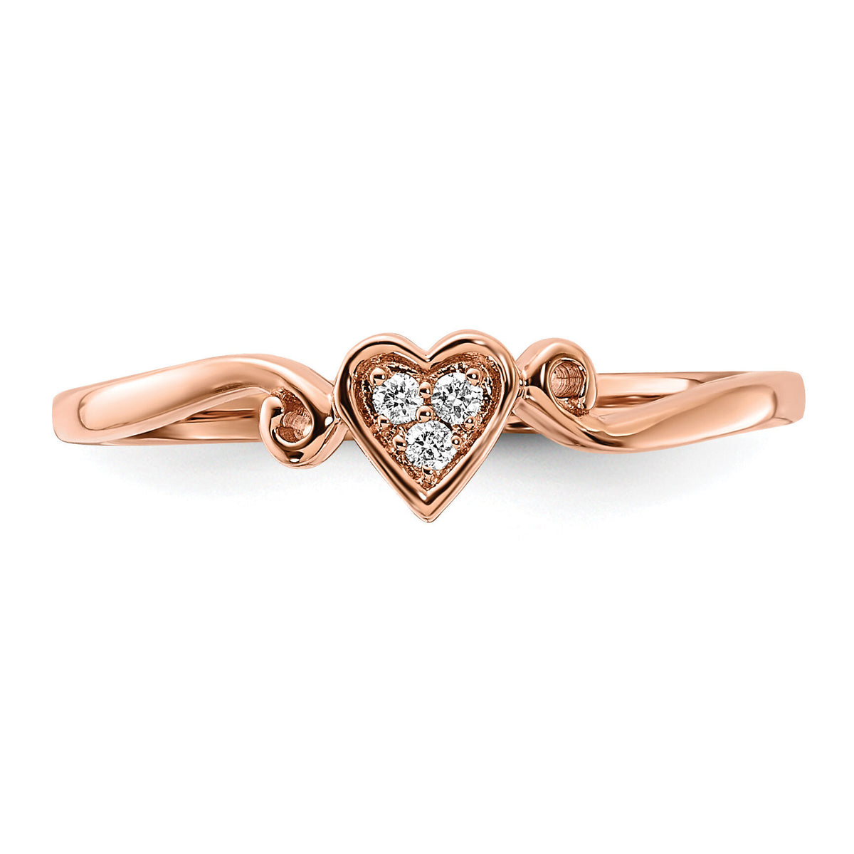 14k Rose Gold Polished Heart Diamond Ring-RM8412