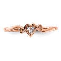 14k Rose Gold Polished Heart Diamond Ring-RM8412