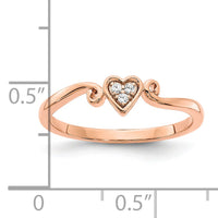 14k Rose Gold Polished Heart Diamond Ring-RM8412