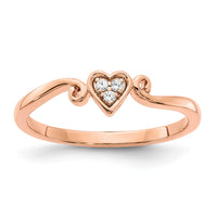 14k Rose Gold Polished Heart Diamond Ring-RM8412